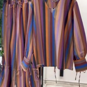 Striped Multicolor Blouse and Pants Set